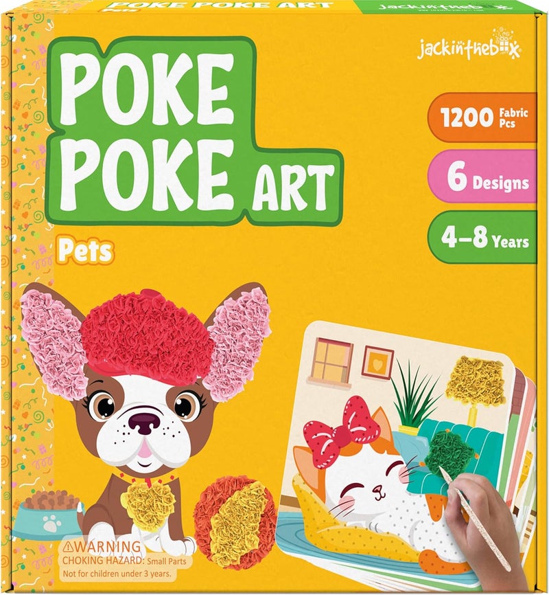 jackinthebox Poke Poke Art – Pets Theme, Mess-Free Fabric Art and Craft, Flower Pressing Kits, Gift for Kids, Girl Gifts, Boy Gift, Toys for Girls and Boys Ages 4 5 6 7 8 - Image 1